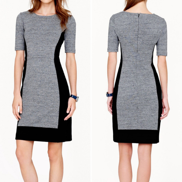 J.CREW Factory Colorblock Paneled Stretch Dress in Heather Gray & Black - Picture 2 of 7